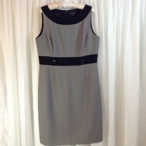 Tahari Gray and Black Sleeveless Dress